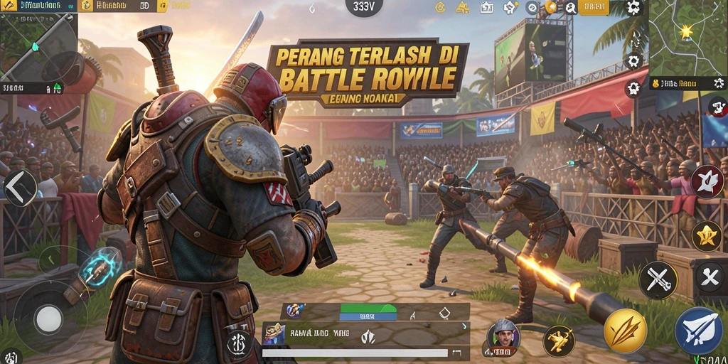 Screenshot gameplay 333V menampilkan aksi seru di arena Battle Royale.