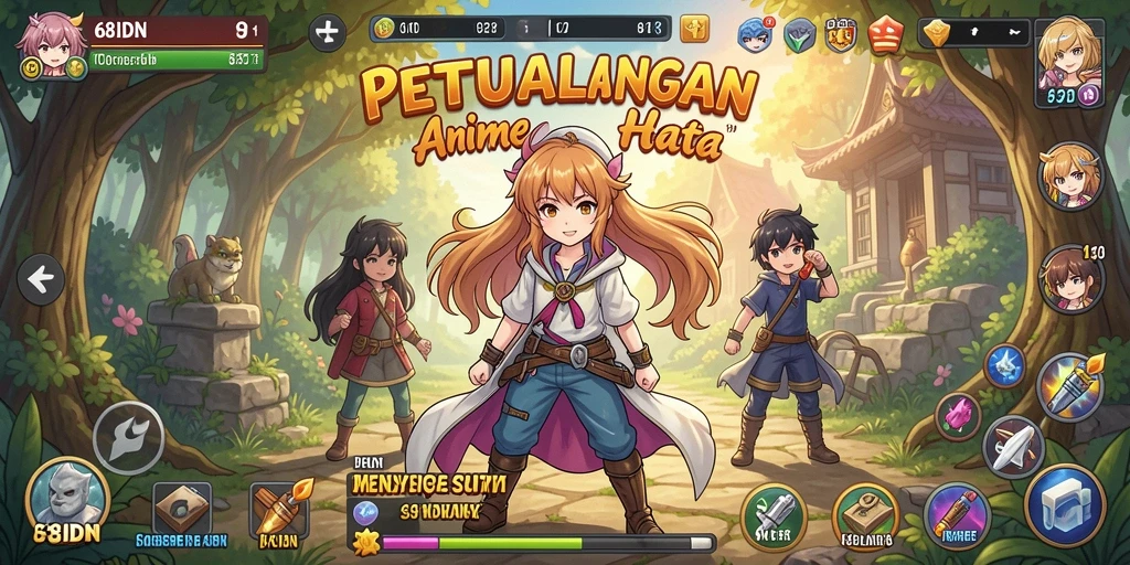 Gameplay menarik dalam 68IDN menampilkan karakter anime yang dinamis.