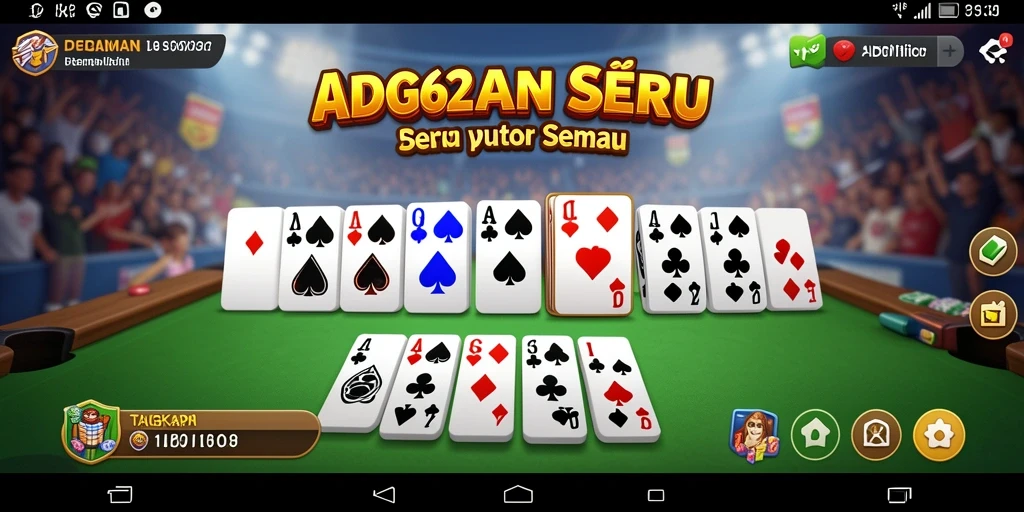 Tampilan gameplay seru dalam ADG62 menunjukkan keseruan permainan domino.