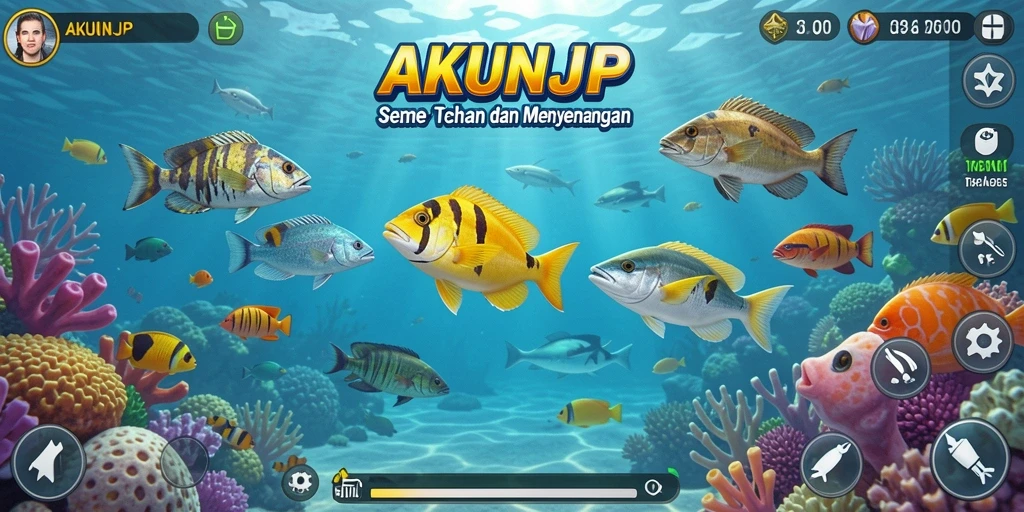 Tampilan seru dari gameplay Tembak Ikan di AKUNJP.