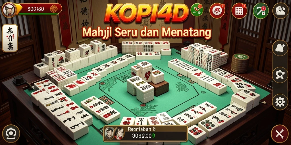 Tangkapan layar utama KOPI4D menampilkan permainan Mahjong yang seru.