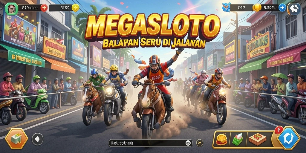 Tampilan menarik dari gameplay balapan di MEGASLOTO.