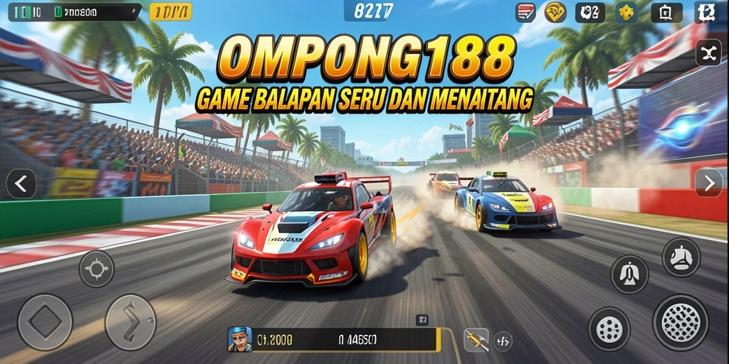 Tampilan gameplay OMPONG188 dengan aksi balapan yang seru.