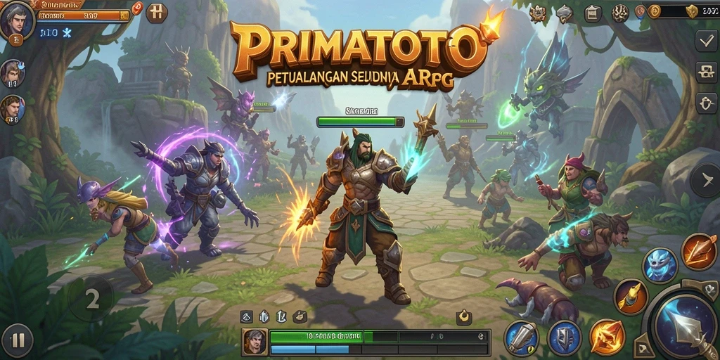 Tampilan gameplay seru dalam ARPG PRIMATOTO dengan pertarungan yang intens.