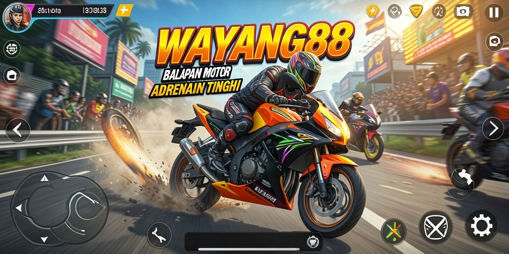 Tampilan menarik dari gameplay balapan motor di WAYANG88.