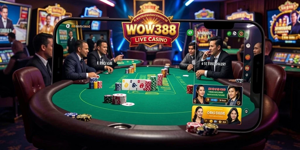 Screenshot gameplay WOW388 menunjukkan suasana seru Live Casino.
